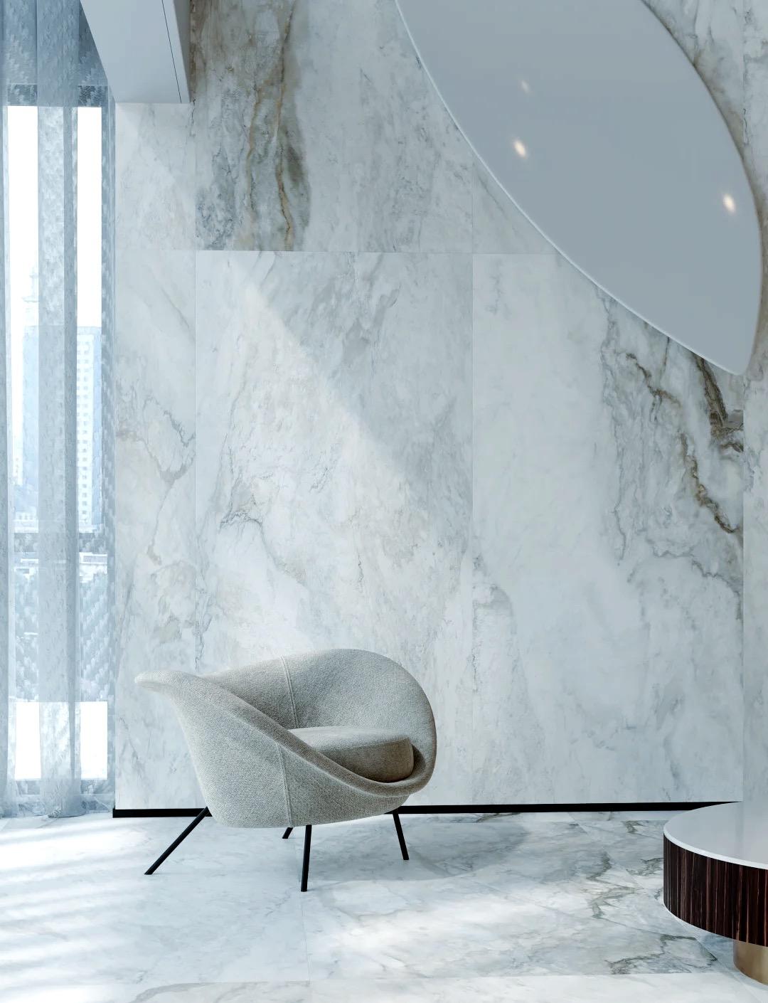 Light marble wall and chair
