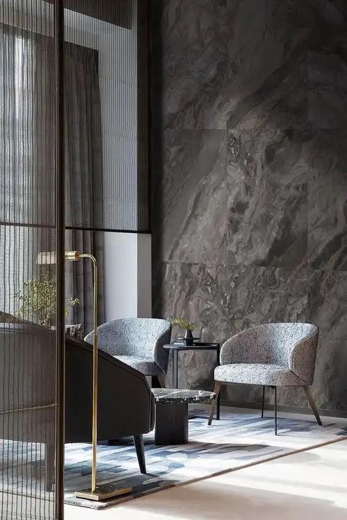Sophisticated dark marble interior